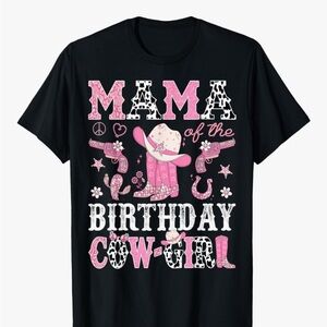 Womens Black 'Mama of the Birthday Cowgirl' T-Shirt